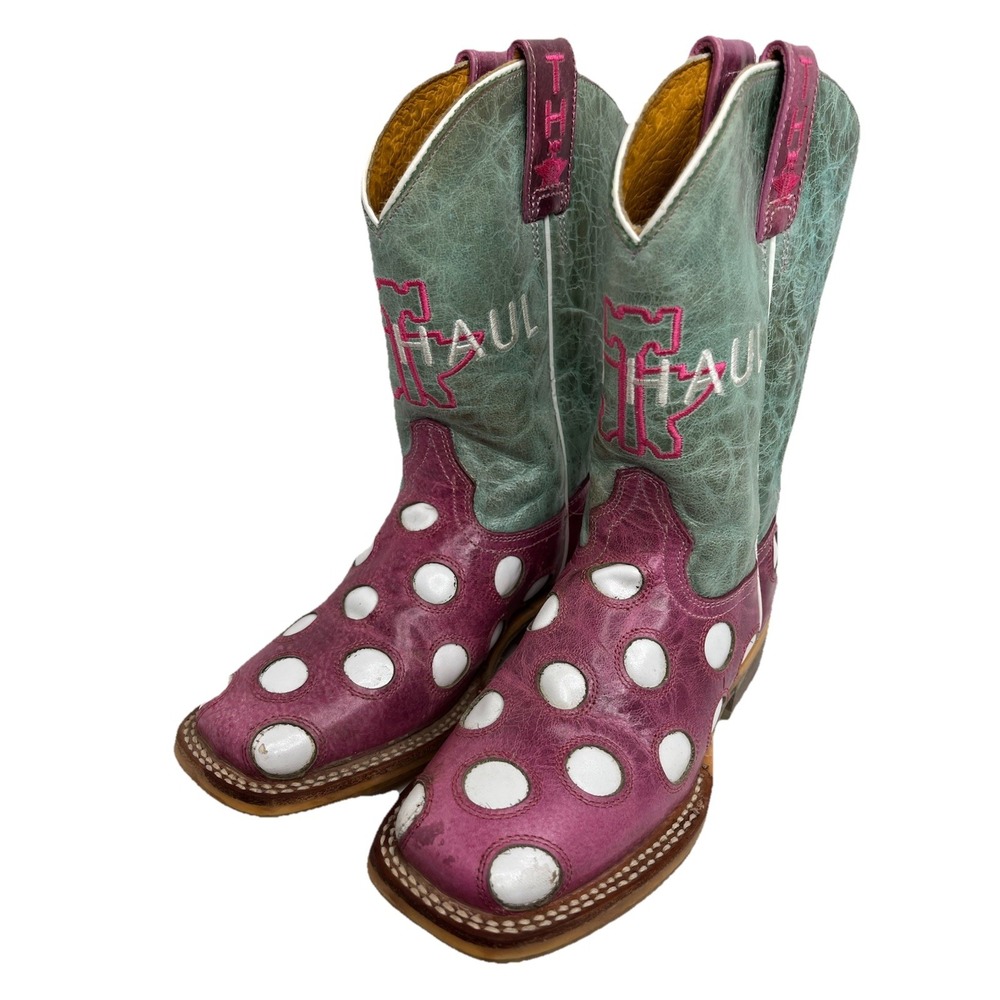 Tin Haul Western Kids Boots Girls Little Miss Dottie Pink 13 Horse Rodeo